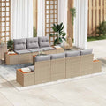 Gartensofa-set mit Kissen 8 pcs Beige Poly Rattan