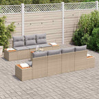 Gartensofa-set mit Kissen 8 pcs Beige Poly Rattan