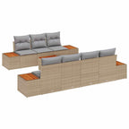 Gartensofa-set mit Kissen 8 pcs Beige Poly Rattan