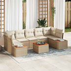 Gartensofa-set mit Kissen 8 pcs Beige Poly Rattan
