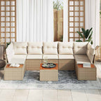 Gartensofa-set mit Kissen 8 pcs Beige Poly Rattan