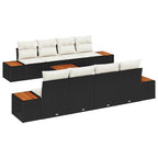 Gartensofa-set mit Kissen 9 pcs Schwarz Poly Rattan