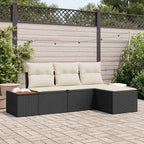 Gartensofa-set mit Kissen mit Kissen 4 pcs Schwarz Poly-Rattan