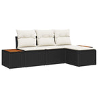 Gartensofa-set mit Kissen mit Kissen 4 pcs Schwarz Poly-Rattan