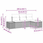 Gartensofa-set mit Kissen mit Kissen 4 pcs Schwarz Poly-Rattan