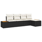 Gartensofa-set mit Kissen 5 pcs Schwarz Poly Rattan