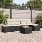 Gartensofa-set mit Kissen 6 pcs Schwarz Poly Rattan