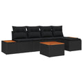 Gartensofa-set mit Kissen 6 pcs Schwarz Poly Rattan