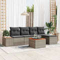 Gartensofa-set mit Kissen 6 pcs Grau Poly Rattan