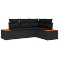 Gartensofa-set mit Kissen 5 pcs Schwarz Poly Rattan