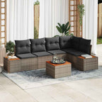 Gartensofa-set mit Kissen 6 pcs Grau Poly Rattan