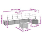 Gartensofa-set mit Kissen 7 pcs Schwarz Poly Rattan