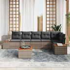 Gartensofa-set mit Kissen 7 pcs Grau Poly Rattan