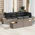 Gartensofa-set mit Kissen 7 pcs Grau Poly-Rattan