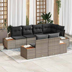 Gartensofa-set mit Kissen 7 pcs Grau Poly-Rattan