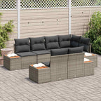 Gartensofa-set mit Kissen 7 pcs Grau Poly-Rattan
