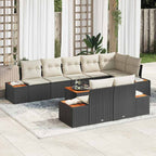 Gartensofa-set mit Kissen 9 pcs Schwarz Poly Rattan