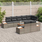 Gartensofa-set mit Kissen 9 pcs Grau Poly Rattan