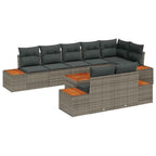 Gartensofa-set mit Kissen 9 pcs Grau Poly Rattan