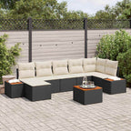 Gartensofa-set mit Kissen 8 pcs Schwarz Poly Rattan