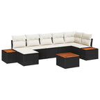 Gartensofa-set mit Kissen 8 pcs Schwarz Poly Rattan