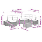 Gartensofa-set mit Kissen 8 pcs Schwarz Poly Rattan