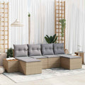 Gartensofa-set mit Kissen 6 pcs Beige Poly-Rattan
