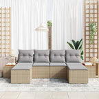 Gartensofa-set mit Kissen 6 pcs Beige Poly-Rattan