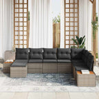 Gartensofa-set mit Kissen 8 pcs Grau Poly Rattan