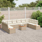 Gartensofa-set mit Kissen 11 pcs Beige Poly Rattan