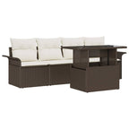 Gartensofa-set mit Kissen 5 pcs Braun Poly-Rattan