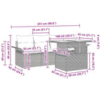 Gartensofa-set mit Kissen 5 pcs Braun Poly-Rattan