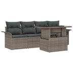 Gartensofa-set mit Kissen 5 pcs Grau Poly-Rattan