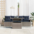 Gartensofa-set mit Kissen 5 pcs Grau Poly-Rattan