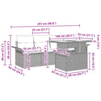 Gartensofa-set mit Kissen 5 pcs Grau Poly-Rattan