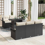 Gartensofa-set mit Kissen 6 pcs Schwarz Poly-Rattan