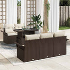 Gartensofa-set mit Kissen 6 pcs Braun Poly-Rattan