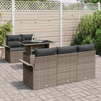 Gartensofa-set mit Kissen 6 pcs Grau Poly-Rattan