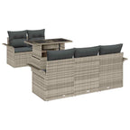 Gartensofa-set mit Kissen 6 pcs Hellgrau Poly-Rattan