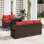 Gartensofa-set mit Kissen 6 pcs Braun Poly-Rattan
