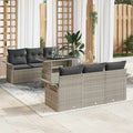 Gartensofa-set mit Kissen 7 pcs Hellgrau Poly-Rattan