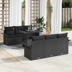 Gartensofa-set mit Kissen 7 pcs Schwarz Poly-Rattan
