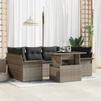 Garten-Sofa-Set mit Kissen 7 pcs Grau Poly Rattan