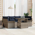 Gartensofa-set mit Kissen 7 pcs Grau Poly-Rattan