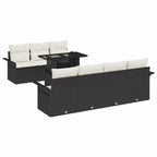 Gartensofa-set mit Kissen 8 pcs Schwarz Poly-Rattan