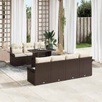 Gartensofa-set mit Kissen 8 pcs Braun Poly-Rattan