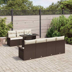 Gartensofa-set mit Kissen 8 pcs Braun Poly-Rattan