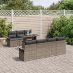 Gartensofa-set mit Kissen 8 pcs Grau Poly-Rattan