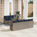 Gartensofa-set mit Kissen 8 pcs Grau Poly-Rattan