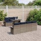 Gartensofa-set mit Kissen 8 pcs Grau Poly-Rattan